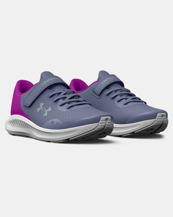 Girls' Pre-School UA Pursuit 3 AC Running Shoes, Purple, pdpMainDesktop image number 3
